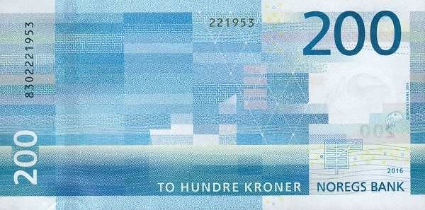 Норвегия: 200 крон 2016 г. (реверс)