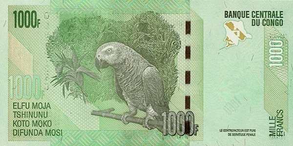 ДР Конго: 1000 франков 2005-2022 г. (реверс)